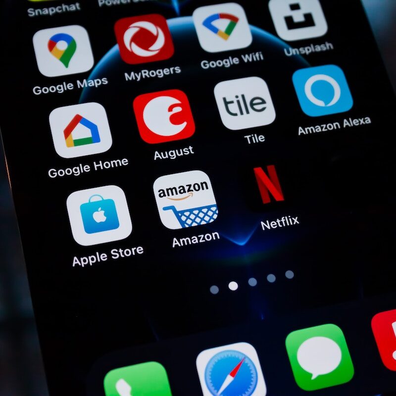 A picture of a phone showing the Amazon app installed - Amazon ppc Agency - Martin & Simpson Amazon brand management